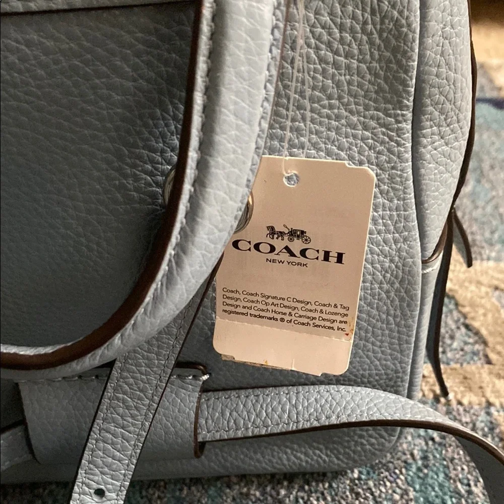 Coach Light Sky Blue Leather Backpack - Picture 6 of 7